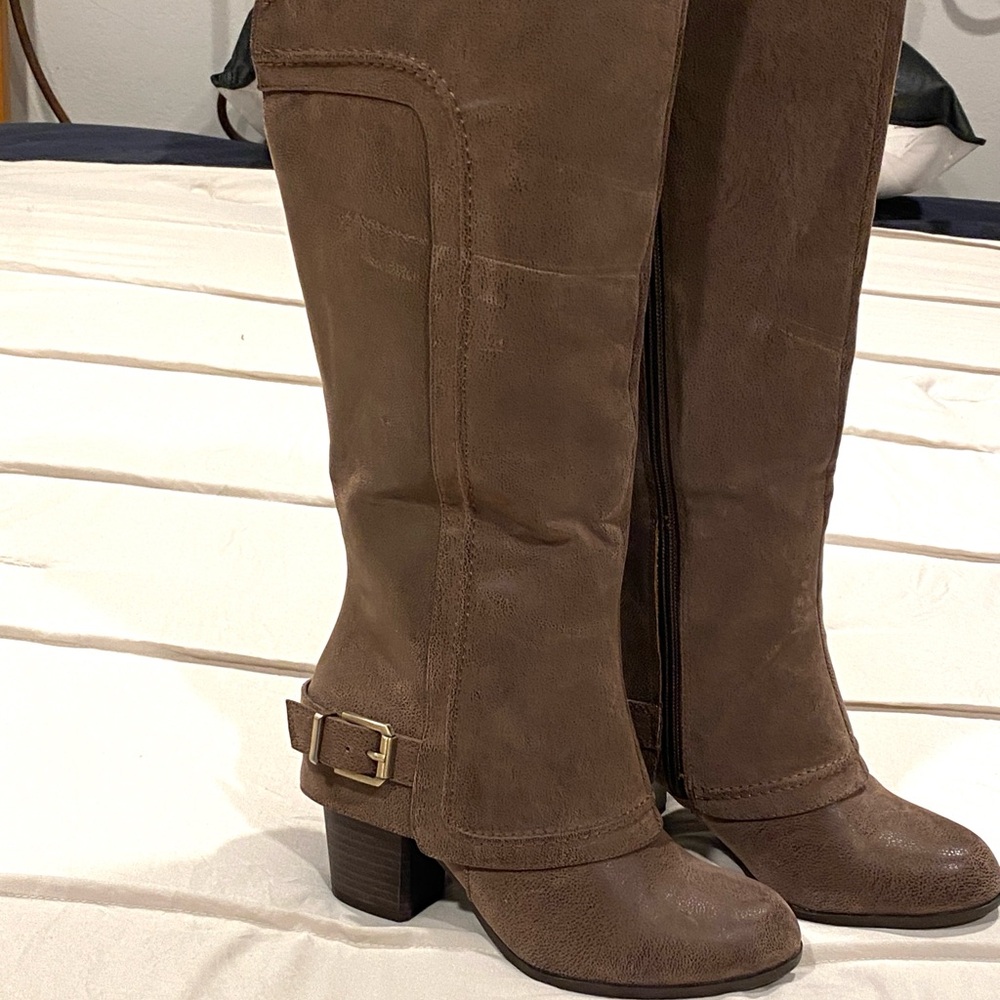 Fergalicious Brown Heeled Boots with Suede Finishes